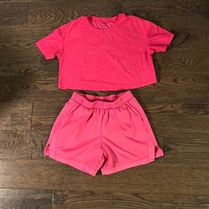 Girls L pink active set